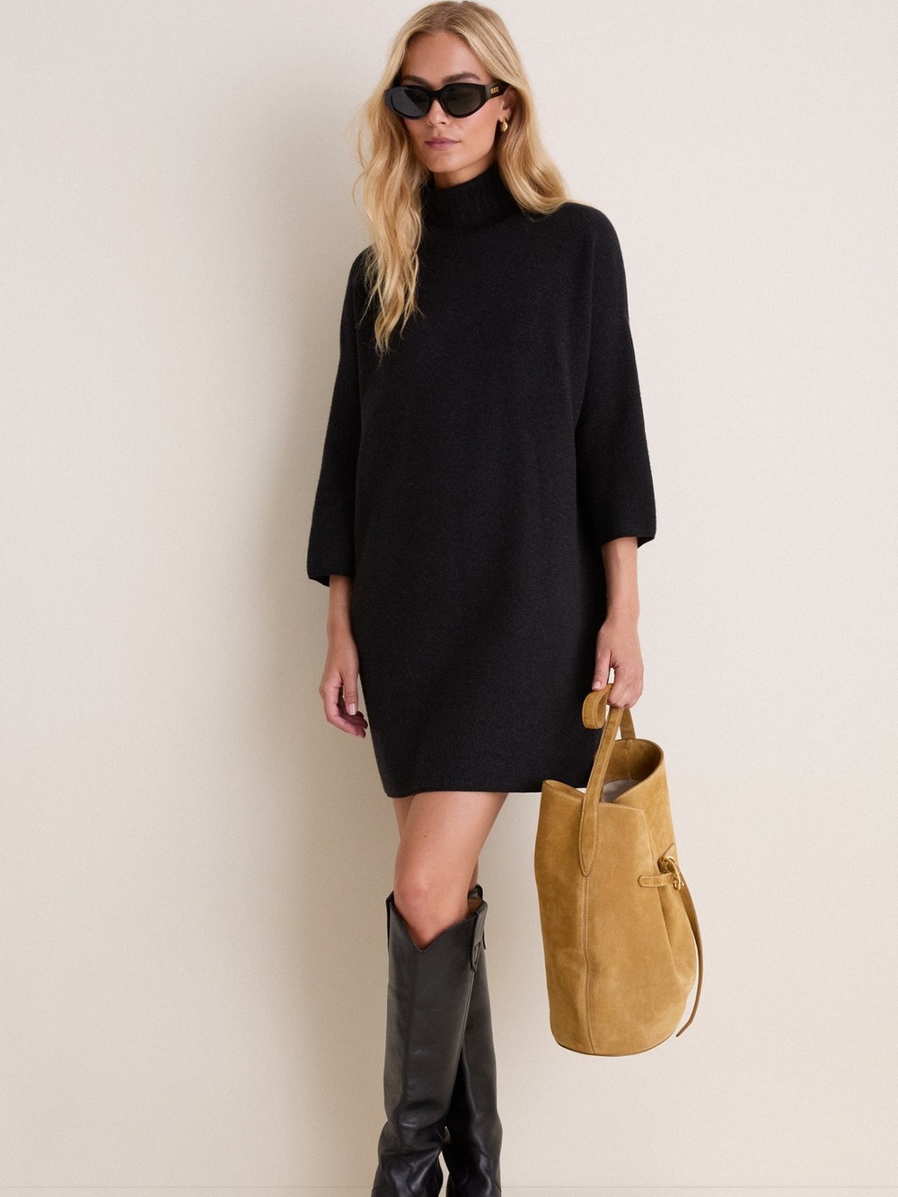 Tuckernuck Pomander Place Vivianne Sweater Mini Dress Black Medium